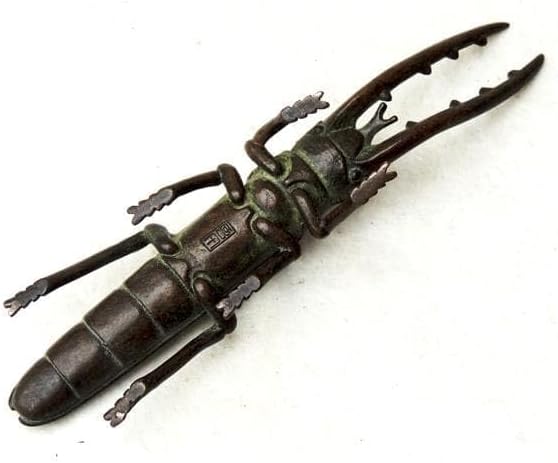 銅製甲虫 在銘 昆虫 ビートル 茶寵 文鎮 筆架 工芸 置物