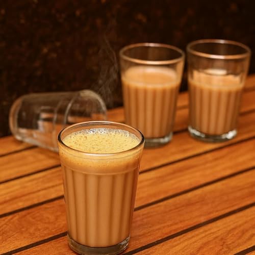 Image of AAMU Moon - Set of 2 Cutting Tea Glass for Home & Kitchen, Milk, Coffee, Espresso & Tea Serving Glasses for Restaurant, Bars, Cafes, Dhabas, Gifts & Special Parties