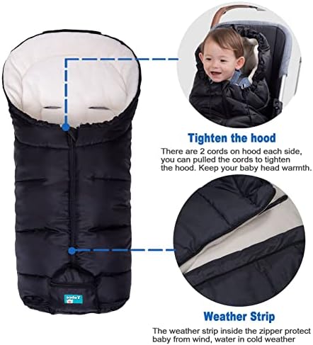 Yobee Universal Winter Warm Baby Stroller Footmuff, Outdoor Walking Warm Bunting Bag for Pram, Joggers, Waterproof Winterproof Stroller Sleeping Bag Baby Blanket - 3