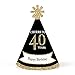 Big Dot of Happiness Adult 40th Birthday - Gold - Mini Cone Birthday Party Hats - Small Little Party Hats - Set of 8