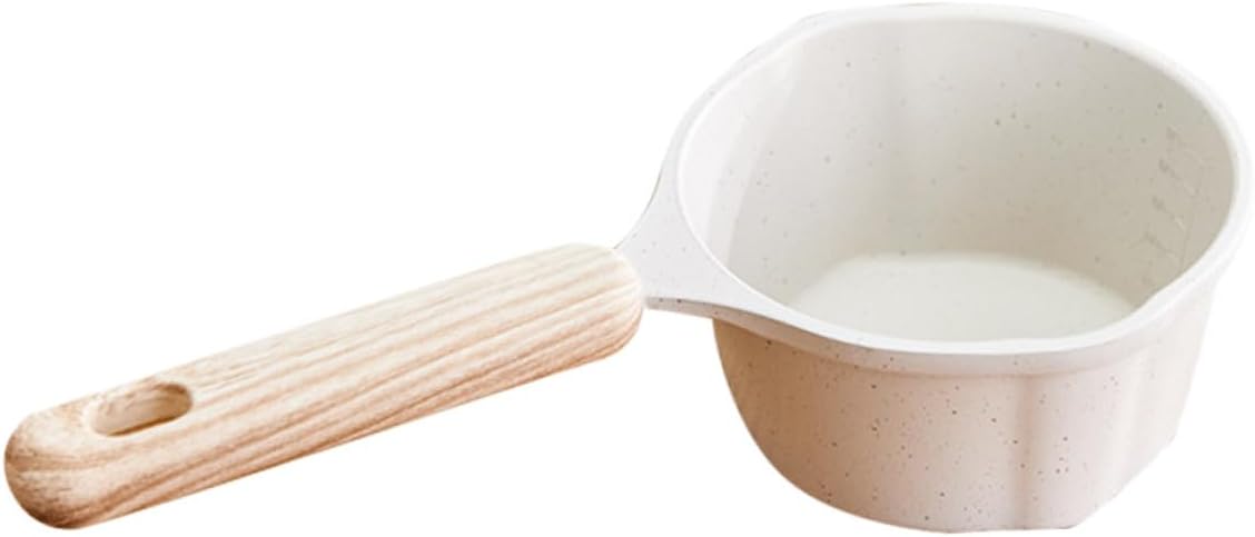 Xmas Thickened Milk Warmer Pot 250ml Aluminum Alloy with Wooden Handle