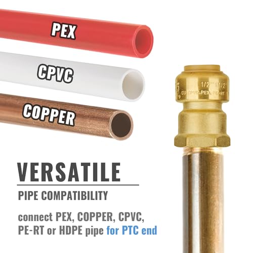 Sungator Straight Connector Plumbing Fitting, Female Adapter 1/2-Inch By 1/2-Inch Push Fit Pex Fittings With Disconnect Clip, Push-To-Connect Copper thumb #2