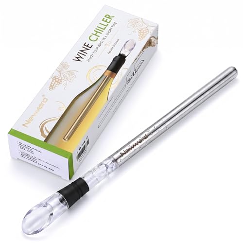 Image of Wine Chiller, 3-in-1 Stainless Steel Wine Bottle Cooler Stick - Rapid Iceless Wine Chilling Rod with Aerator and Pourer - The Best Wine Accessories Gift