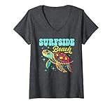 Photo Gallery donna surfside beach sc artistic sea turtle retro maglietta con collo a v Photo Gallery donna surfside beach sc artistic sea turtle retro maglietta con collo a v