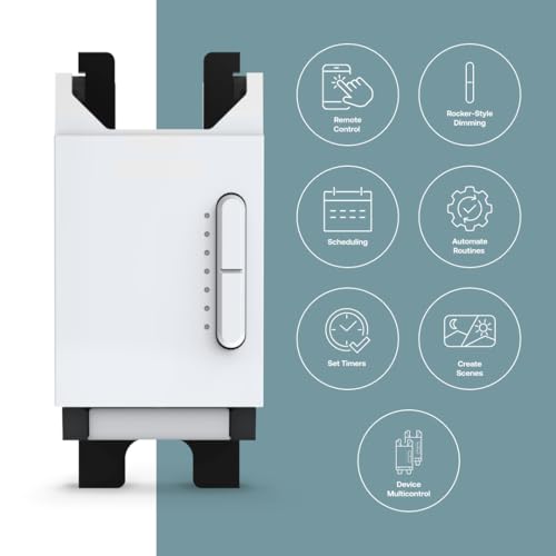 Image of Remote Smart Dimmer by Deako, 3-Way, 4-Way, Multi-Way, Rocker-Style Dimming, 2.4 GHz Wi-Fi, Remote App, Voice Control w /Alexa, Google Home, Neutral Wire and Master Smart Dimmer Required, White