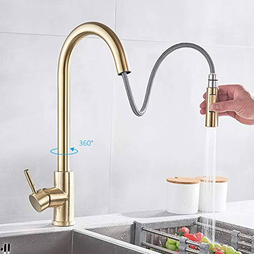 Mitigeur à arc élevé en acier inoxydable premium et finitions luxe blanc et gold
