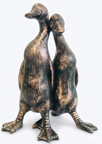 Image of My Square Mile Vintage Bronze Duck Garden Ornament Outdoor/indoor Statue Sculpture Pair Of Love Ducks Gift (Large 29cm)