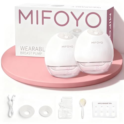 MIFOYO Wearable Breastfeeding Pump, Hands-Free Breast Pump – Electric Portable Breast Pump with 4 Modes & 9 Levels, 5oz Capacity, 1300mAh Battery, Clear LCD Display, Quiet <50dB, Easy to Clean, 2 Pack