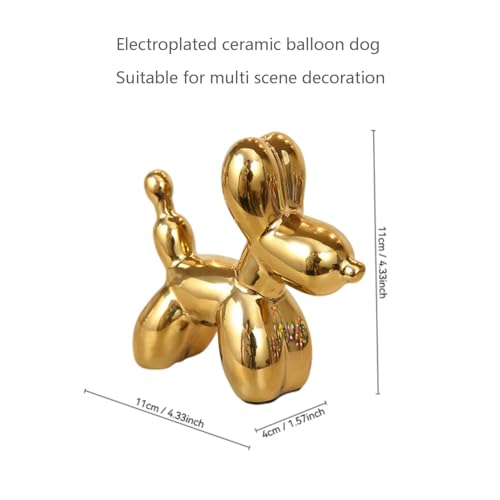 Estatua decorativa de perro globo en cerámica dorada miniatura 2