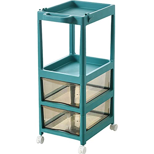 Carrito rodante de almacenamiento de 3 niveles, estante de almacenamiento móvil, estantería con ruedas, para oficina, garaje, hogar, cajón deslizante de gran capacidad, color verde