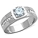 Men's 1.75 Ct Round Cut Simulated Diamond Silver Stainless Steel Ring Sizes 8-13