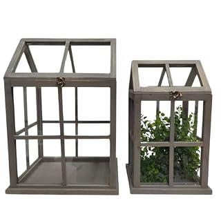 Chemin de Campagne mini serres bois gris verre 50 cm