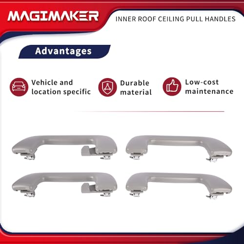 Magimaker 4Pcs Front ＆ Rear Driver Passenger Side Inner Roof Ceiling Pull Handle Compatible with Toyota Corolla 4Runner Yaris Prius RAV4 2005-2021 Interior Grab Handles Replace 74610-52030 74610-52020 by Magimaker - Image 4