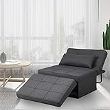 Saemoza Sofa Bed, 4 in 1 Multi Function Folding Ottoman Sleeper Bed, Modern Convertible Chair Adjustable Backrest Sleeper Couch Bed for Living Room/Small Apartment,Deep Grey