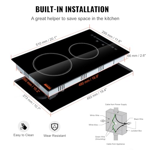 Vevor 20 X 11.6 INCH 2 BURNERS STOVE TOP Built In Electric Stove Top, 12 Inch 2 Burners, Glass Radiant Cooktop thumb #5