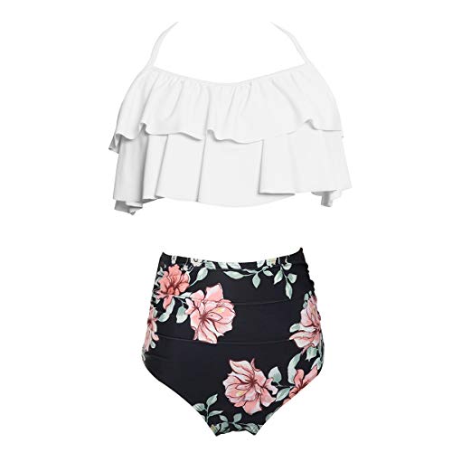 levliong Women Swimsuit High Waist Flounce Bikini Set Halter Ladies Swimming Costume Beach Bathing Swimwear