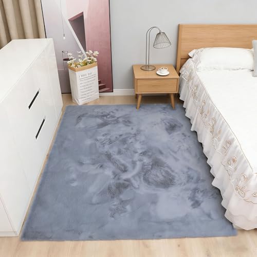 Tapis de salon lavable gris 80x210 cm avec dessous antidérapant