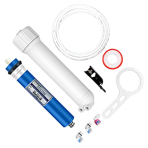 100 GPD GPD RO Membrane with Reverse Osmosis Membrane Housing Set, Reverse Osmosis Filter Replacement Kit, RO Membrane Housing Set for DIY RO Membrane Water System, Maple Syrup Reverse Osmosis System