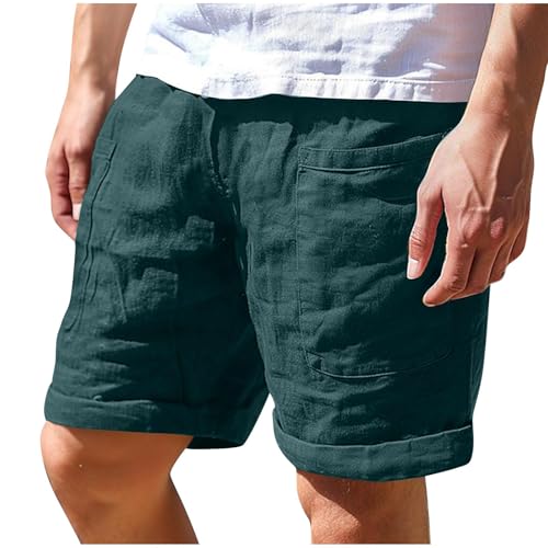 Guhmomh Shorts Herren Sommer Baumwolle Kurze Hosen Freizeithose Sporthose Sommerhose Badehose Leicht Jogginghose Freizeit Strand BaggyLaufhose Bermuda Wanderhose Atmungsaktiv Sommershorts Grün L