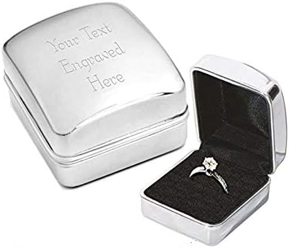 Personalised Padded Chrome Jewellery Ring Gift Box Engraved with any text - Enter Your Own Custom Text
