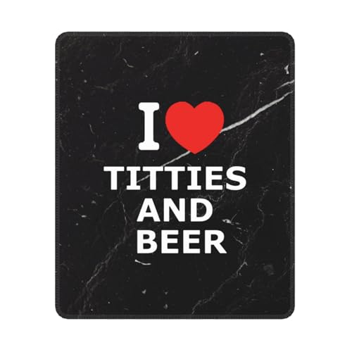 J'adore Les Seins Et La Bière Tapis De Souris Petit Mouse Pad Portable Tapis De Souris Gaming pour Jeu Ordinateur Bureau 25X30Cm