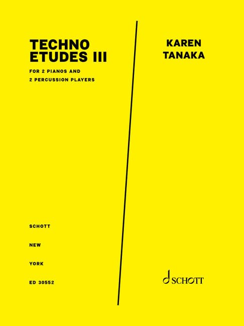 Techno Etudes III: for 2 pianos and 2 percussion players. piano. Partition.