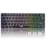 RedThunder 60% Wireless Gaming Keyboard, Bluetooth 5.1 + 2.4G Wireless Dual Modes, 2200mAh LED Backlit Compact 61 Keys Keyboard, Mechanical Feeling Keyboard for PC Mac Windows Laptop (Black)