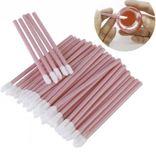 100PCS Lip Applicators Disposable, Lips Wands Lip Brush Applicator Lipstick Brush Lip Gloss Applicator Mascara Brush Makeup Tool, Pink