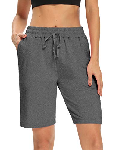 Dibaolong Womens Yoga Shorts Loose Comfy Drawstring Lounge Bermuda Shorts With 3 Pockets Dark Gray Xl #TOP1