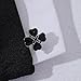 Enamel Four Leaf Pair Cufflink for Men Silver Plated Fashion Shamrock Clover Flower Tie Bar Clips Cuff Link Elegant Wedding St.Patrick's Day Party Dress Accessories Jewelry (Black)