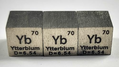 Image of 0.39 inch 10mm Ytterbium Metal Cube Yb up to 99.9% Pure Periodic Table Element Engraved Density Collection Science Education Display Block Cube + Acrylic Case Box - 1PC