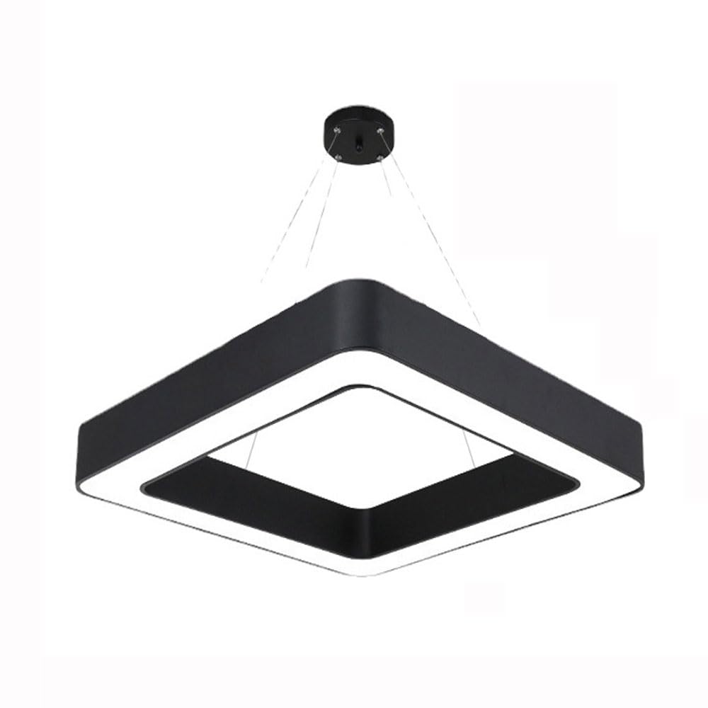 Lustre carré ajouré noir pour îlot de cuisine et grand salon