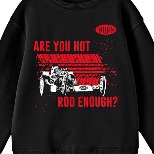 National Hot Rod Association NHRA Logo, are You Rod Enough?, NHRA Cars, Tire Tracks on Black Boys Crew Neck2