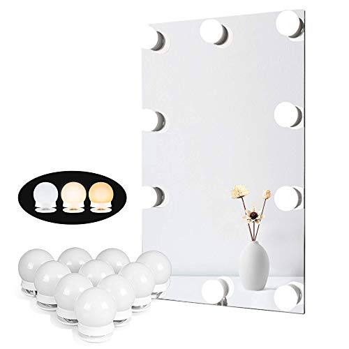 Vanity Lights for DIY Hollywood Mirror, Makeup Lights for Dressing Table, LED Strip Lights Kit with Touch Sensor Dimmer Switch and Power Adaptor, 10 Bulbs/4 Meters, 3 Colour Tones