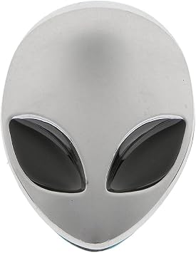 3D Car Stickers And Decals Motorcycle Metal Emblem, Alien, Silver