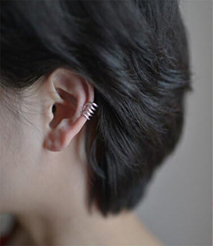 Amkaka S925 Sterling Silver Non Piercing Ear Clip Cuff Wrap Earrings for Women(1 Pair)