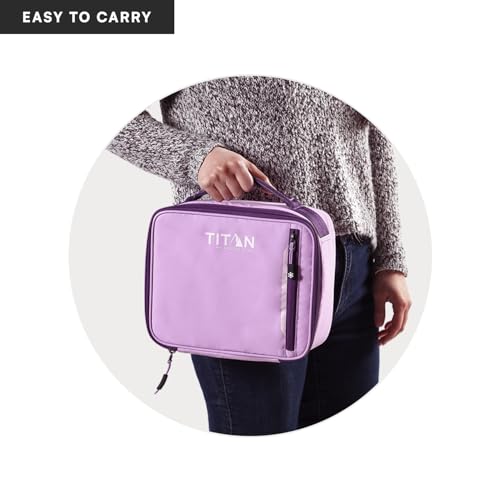Image of Titan by Arctic Zone Fridge Cold Lunch Box with 2 Gel Ice Packs, Small Insulated Cooler Bag with Leak Proof Lining for School and Work, Lavender