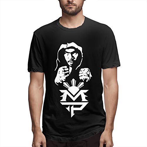 Abigails Home Manny Pacquiao Boxing Men Short Sleeve tee Sports T Shirt Tees Fitness Gym(L,Black)