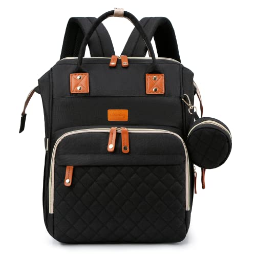 Edibaby, Mochila Carro Bebe, Cambiador Pañales Bebes, Mochilas Pañaleras, Bolsa Pañales Maternidad para Mama, Portatil con Ganchos para Carro (Negro)