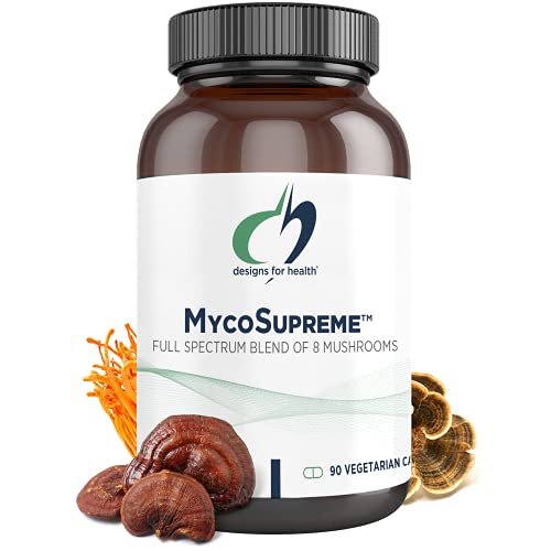 Designs for Health MycoSupreme - Eight Mushrooms with Reishi, Shiitake, Chaga, Lions Mane + More - Herbal Immune Support Mushroom Supplement - Full-Spectrum, Non-GMO, USA-Grown (90 Capsules)