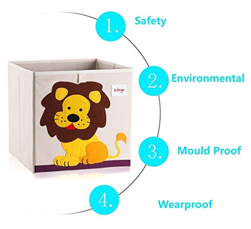 Vmotor Foldable Animal Canvas Storage Toy Box/Bin/Cube/Chest/Basket/Organizer For Kids, 13 Inch(Lion) #TOP2