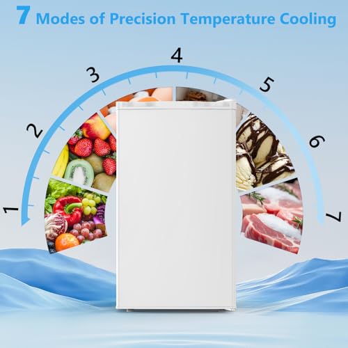 Image of COWSAR 3.2 Cu.Ft Dorm Fridge with Freezer, Single Reversible Door Compact Refrigerator, Adjustable Thermostat, 2 Removable Shelves, Commercial Drink Fridge for Bedroom, Office, Kitchen, Dorm, White