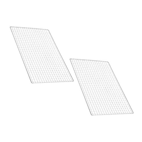 CIYODO 2Pcs Barbecue Wire Mesh Square Grill Mats for Outdoor Bbq Easy to Clean Even Heat Distribution for Grilling Shrimp Meat and Fish