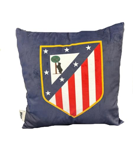 ASDITEX Cojín Velvet Terciopelo Atlético de Madrid 45 cm x 45 cm Aprox. (Incluye Relleno)