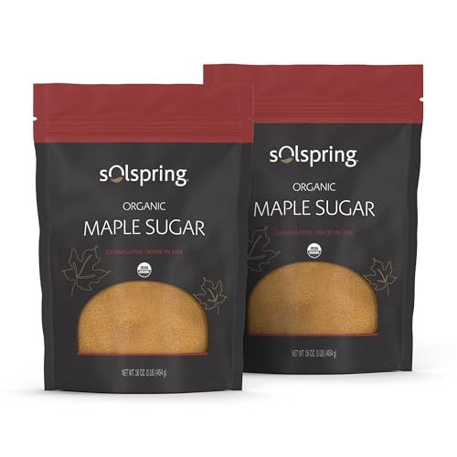 Solspring Organic Maple Sugar, 16 oz, Granuated, Made in U.S.A, Sugar Alternative, Certified USDA Organic, Dr. Mercola - 2 Pack