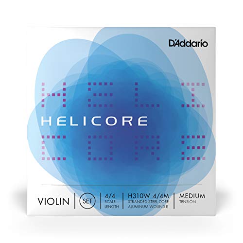 D’addario Helicore 4/4 Size Violin String Set With Aluminum Wound E String - H310W 4/4M - Stranded Steel Core For A Clear, Warm Tone - Medium Tension #TOP1