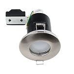 MiniSun | Pack of 4 Fire Rated Bathroom/Shower IP65 Brushed Chrome Domed GU10 Ceiling Downlights | Bathroom & Home Improvements Essential | Mains Wired