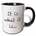 3dRose It is What It is Two Tone Black Mug, 11 oz, Black/White