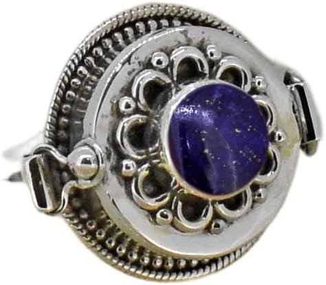 Natural Lapis Lazuli Ring, Poison Box Ring, Secret Message Ring, Openable Poison Ring, Locket Ring, Round Stone Ring, Boho Ring, Pillbox Ring, Openable Ring, Poisoner Ring, Lapis Lazuli Jewelry