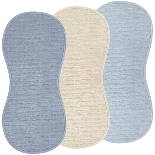 Image of Hahafelt 3 Pcs Changing Pad Liners Fits in Peanut Shape Changing Pad Waterproof Diaper Mats Organic Cotton Peanut Mats are Warm on a Baby's Back, Washable Reusable(Elegant Style,Blue)